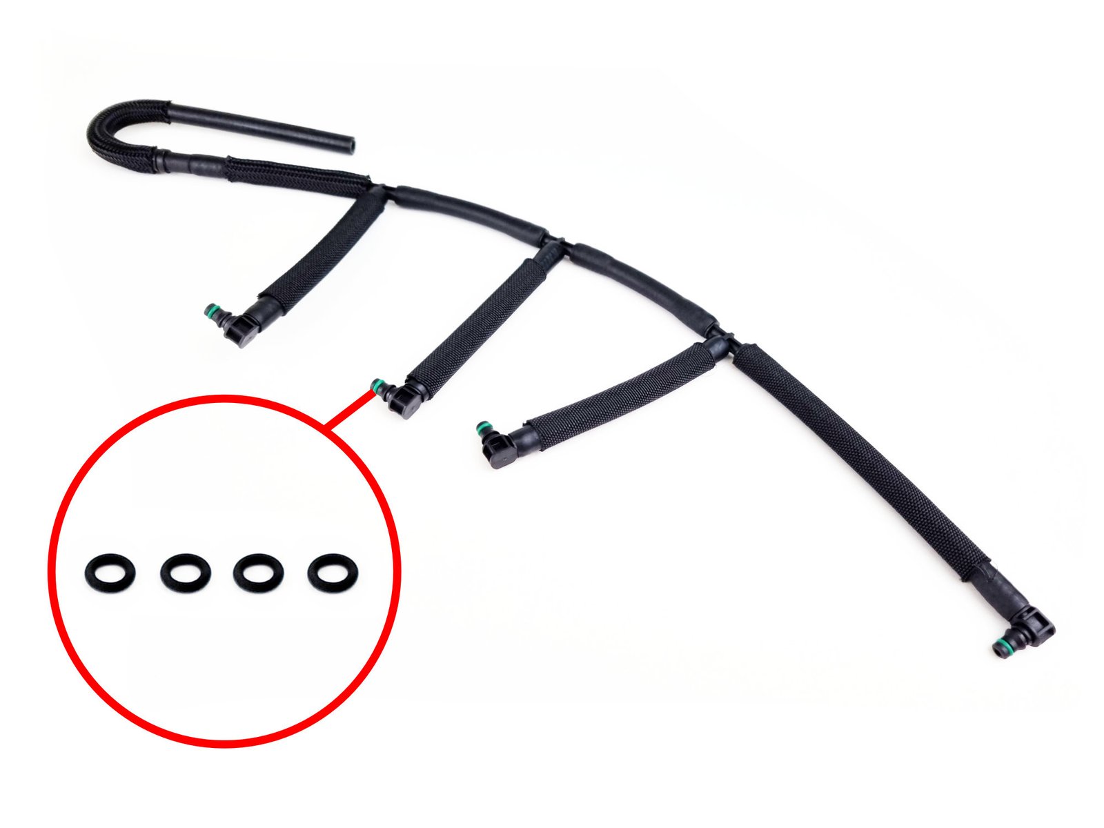 20240510_111348-2-1.jpg Fuel Injector Return Line Leak Off Pipes & Thick o-rings – 1.6 TDI VW Audi - Image 1