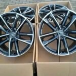 Audi Split-Spoke / V-Spoke Alloy Wheel Set (Sizes 18" to 20") - Gloss Black with Machined Diamond-Cut Accents