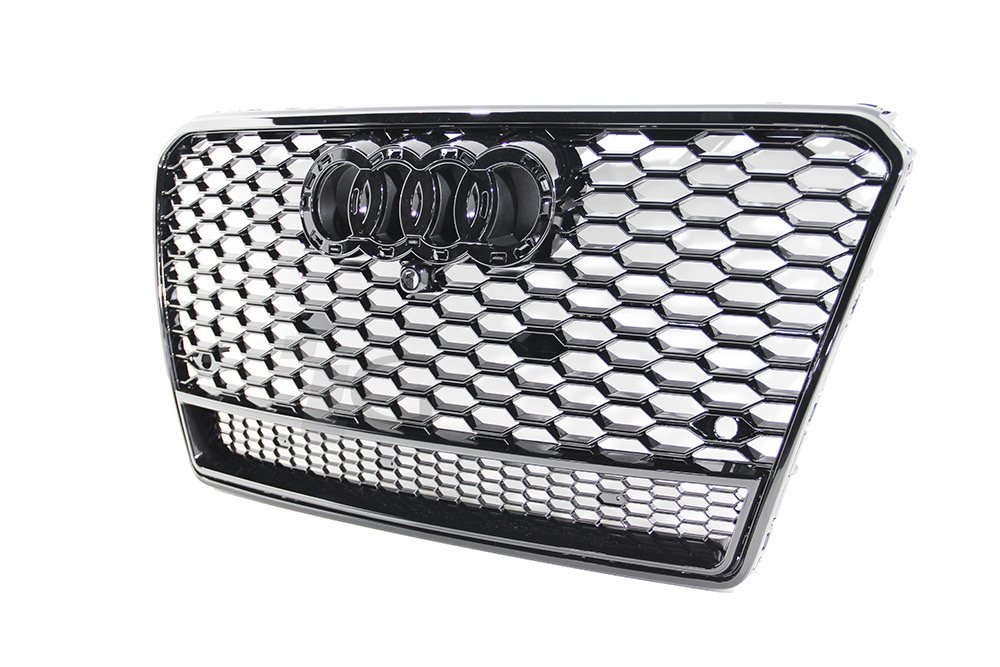 IMG_5601 2012–2015 Audi A7 / S7 (C7) RS7 Style Gloss Black Front Main Mesh Grille with Chrome Frame - Image 1