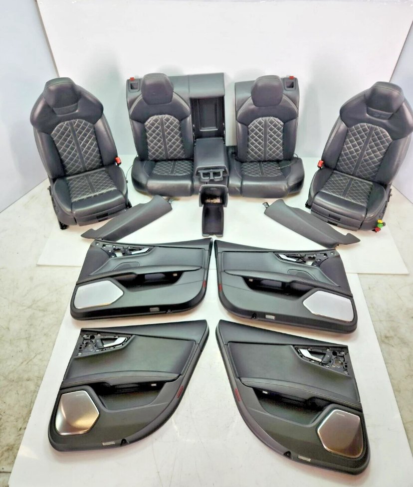 IMG_5729 OEM Audi S7 (4G8) Complete Black Valcona Leather Interior Set – Diamond Stitched Sport Seats, Door Panels & Center Console (2013–2015) - Image 1