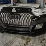 2015 Audi S3 / A3 8V RS3 Style Front Bumper Assembly Gloss Black Honeycomb Grille