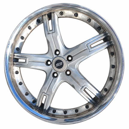 20" SS Aftermarket 3-Piece Look 5-Spoke Chrome Lip Alloy Wheel for 2007 Audi A8 D3 (245/40ZR20 Tire Fitment)