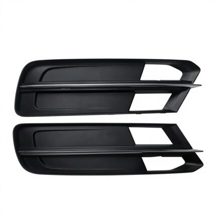 2015-2018 Audi A6 Allroad Quattro C7 Facelift Front Bumper Lower Side Grille Set (Matte Black / Chrome Strip)