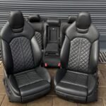 Genuine OEM Audi A6 A7 C7 / 4G S-Line Leather Sport Interior Set – Black Diamond Quilted / Silver Stitching (Full Electric, Heated)