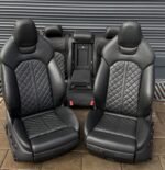 Genuine OEM Audi A6 A7 C7 / 4G S-Line Leather Sport Interior Set – Black Diamond Quilted / Silver Stitching (Full Electric, Heated)